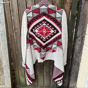 Debut Aztec Southwestern Waterfall Cardigan Sweater Sz M/L